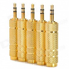 3.5mm Male to 6.35mm Female Audio Connection Adapters - Golden (5 PCS)