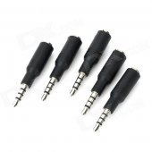 3.5mm 4-Conductor (TRRS) Male to Female Audio Adapter - Black + Silver (5 PCS)