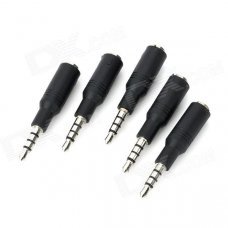3.5mm 4-Conductor (TRRS) Male to Female Audio Adapter - Black + Silver (5 PCS) 3.5mm 4-Conductor (TRRS) Male to Female Audio Adapter - Black + Silver (5 PCS)