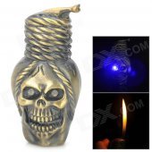 LED Eyes Skull Head Style Gas Lighter - Bronze