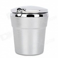 Chromium Plating Cup Shaped Ashtray Dust Bin w/ Blue LED Light for Car - Grey + Silver (1 x CR2032) Chromium Plating Cup Shaped Ashtray Dust Bin w/ Blue LED Light for Car - Grey + Silver (1 x CR2032)
