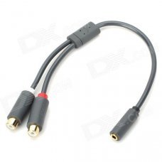 3.5mm Audio Female to 2 RCA Female Adapter Cable - Light Olive Grey (26cm) 3.5mm Audio Female to 2 RCA Female Adapter Cable - Light Olive Grey (26cm)