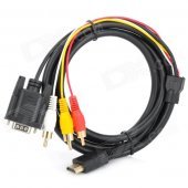 1080P HDMI to VGA + 3RCA Adapter Cable - Black (150cm)