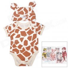 DOOMAGIC Giraffe Style Costume w/ Hat for Children - White + Brown