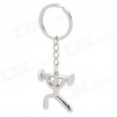 Human Weightlifting Zinc Alloy Keychain - Silver