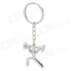 Human Weightlifting Zinc Alloy Keychain - Silver