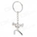 Human Weightlifting Zinc Alloy Keychain - Silver