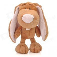 1259 Cute Long Ears Rabbit Style Soft Plush Doll Toy w/ Suction Cup - Brown