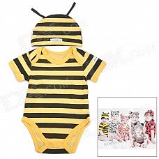DOOMAGIC Cute Bee Style Costume w/ Hat for Children - Yellow + Black DOOMAGIC Cute Bee Style Costume w/ Hat for Children - Yellow + Black