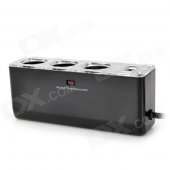 3-Socket USB Car Cigarette Lighter Charger - Black (12-24V)