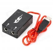 USB 2.0 Male to 2 x 6.3mm Audio Adapter Cable - Black + Transparent Red (88cm-Cable)