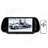 2-in-1 Car Vehicle 7" LCD Rearview Mirror & Wireless Camera w/ 7 IR LED Monitor Set - Black
