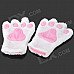 4-in-1 Cat Palm Gloves + Hair Clip + Cat Tail + Butterfly Tie for Cosplay - White + Pink 4-in-1 Cat Palm Gloves + Hair Clip + Cat Tail + Butterfly Tie for Cosplay - White + Pink