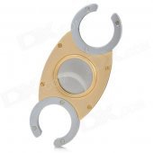 Double Blades Stainless Steel Pocket Cigar Cutter Knife - Silver + Golden
