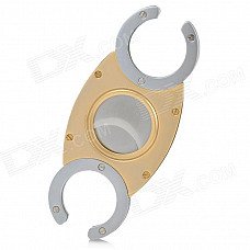 Double Blades Stainless Steel Pocket Cigar Cutter Knife - Silver + Golden
