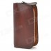 Cow Leather Zipper Car Key Holder Case Bag - Brown
