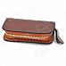 Cow Leather Zipper Car Key Holder Case Bag - Brown