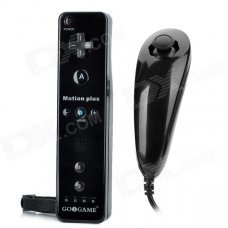 Wii GOiGame Motion Plus w/ Silicone Sleeve + Nunchuck Controller - Black Wii GOiGame Motion Plus w/ Silicone Sleeve + Nunchuck Controller - Black