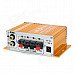 Aluminum Alloy 2-Channel 100W Audio Hi-Fi Stereo Amplifier for Car - Golden (DC 12V) Aluminum Alloy 2-Channel 100W Audio Hi-Fi Stereo Amplifier for Car - Golden (DC 12V)