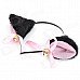 Sexy 4-in-1 Cat Palm Gloves + Hair Clip + Cat Tail + Butterfly Tie for Cosplay - Black + Pink