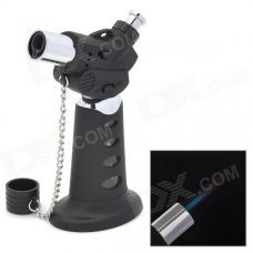 XS-0901 Stainless Steel Windproof Gas Blue / Yellow Flame Jet Lighter - Black