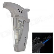 Stylish Windproof Butane Torch Lighter - Silver Grey Stylish Windproof Butane Torch Lighter - Silver Grey