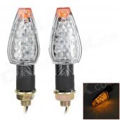 Waterproof 2W 112lm 14-LED Yellow Light Motorcycle Turn Signals - Black (12V / 2PCS)