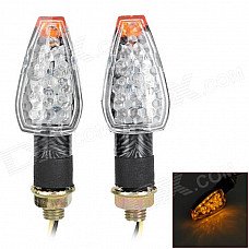 Waterproof 2W 112lm 14-LED Yellow Light Motorcycle Turn Signals - Black (12V / 2PCS) Waterproof 2W 112lm 14-LED Yellow Light Motorcycle Turn Signals - Black (12V / 2PCS)
