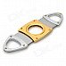 Dual Blades Stainless Steel Pull Type Pocket Cigar Cutter Knife - Golden + Silver