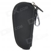 608 Genuine Leather Key Case Holder w/ Zipper - Black (5~6 Keys)