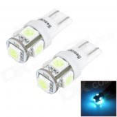 SENCART T10 1.25W 540nm 70lm 5-SMD 5050 LED Ice Blue Light Decoration Lamps (12~16V / 2 PCS)