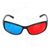 TengLang Stylish Professional Lens Anaglyphic Red + Blue 3D Glasses - Black