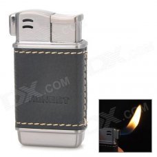 Zinc Alloy + PU Butane Gas Lighter for Smoking Pipe - Black + Silver Zinc Alloy + PU Butane Gas Lighter for Smoking Pipe - Black + Silver