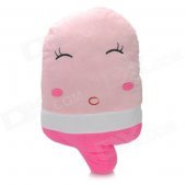 124 Cute Ice Cream Lint + Coral Fleece Cushion Pillow - Pink + White