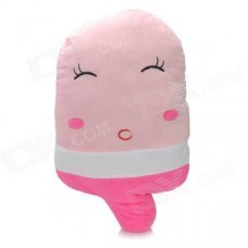 124 Cute Ice Cream Lint + Coral Fleece Cushion Pillow - Pink + White