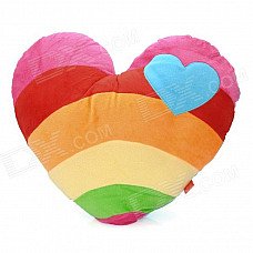 124 Heart Shape Rainbow Cloud Lint + Coral Fleece Cushion Pillow - Multicolored