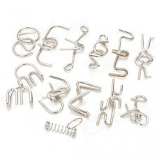 12-in-1 Intelligence Training Puzzle Rings Buckles Set - Silver