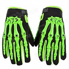 Skeleton Anti-Skid Breathable Motorcycle Racing Full-Finger Gloves - Green + Black (Size-M / Pair) Skeleton Anti-Skid Breathable Motorcycle Racing Full-Finger Gloves - Green + Black (Size-M / Pair)