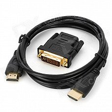 HDMI v1.4 Male to Male Connection Cable w/ HDMI Female to 24+5 DVI Male Adapter - Black (153cm) HDMI v1.4 Male to Male Connection Cable w/ HDMI Female to 24+5 DVI Male Adapter - Black (153cm)