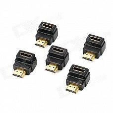 90 Degrees Angle Gold-Plating HDMI V1.4 Male to Female Adapters - Black + Golden (5 PCS) 90 Degrees Angle Gold-Plating HDMI V1.4 Male to Female Adapters - Black + Golden (5 PCS)
