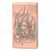 Wind Resistant Skull and Fire Pattern Zinc Alloy Butane Jet Lighter - Red Bronze