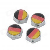 German National Flag Pattern Universal Aluminum Alloy License Plate Bolt Screw Caps for Car (4 PCS)