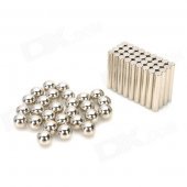 Ndfeb Magnet Cylindrical / Circle Magnetics + Steel Balls - Silver