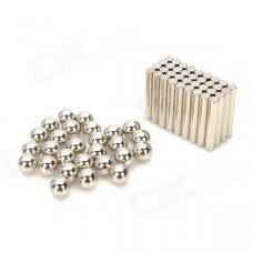 Ndfeb Magnet Cylindrical / Circle Magnetics + Steel Balls - Silver