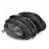 Tanked TMB08 Rainproof Motorcycle Saddle Bag w/ Rain Covers / Straps - Black (2 PCS)