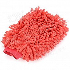 Double-Side Elastic Chenille Fiber Car Washing Glove - Red Double-Side Elastic Chenille Fiber Car Washing Glove - Red