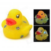 Duck Doll Style Rubber Latex Bath Toy w/ Light Effect for Baby - Yellow + Blue (2 x AG1130)
