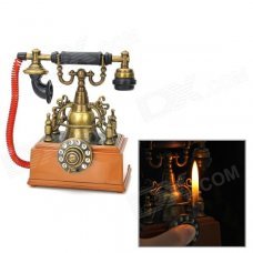 PT-1805 Retro Telephone Yellow Flame Butane Lighter - Bronze + Reddish Brown PT-1805 Retro Telephone Yellow Flame Butane Lighter - Bronze + Reddish Brown