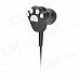 Cat Paw Pattern In-ear Earphone for MP3 / MP4 / Cellphone / Computer + More - Black + White (115cm)
