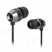 D9 3.5mm Plug Aluminum Alloy Stereo In-Ear Earphone - Black + Dark Grey (123cm-Cable)